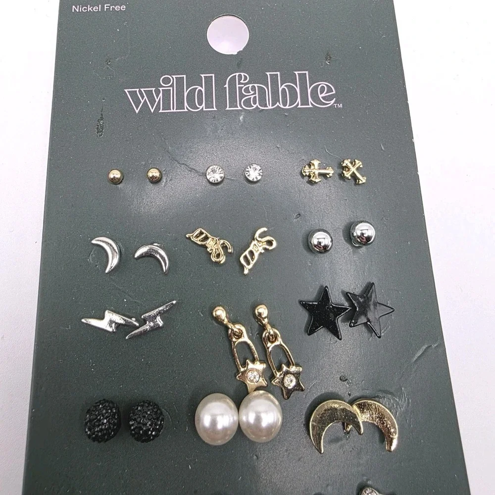 18 Pair Wild Fable Earrings Post & Hoop Earrings Stars Moons Nickle Free NEW